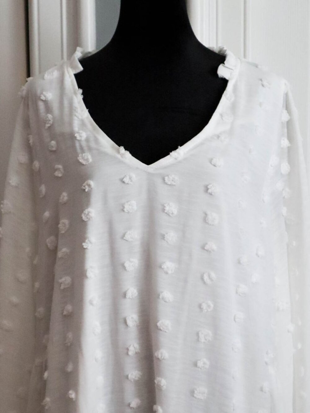 Arula Dress Sz B Woman's US Plus Size 2x White Swiss Dot Baby Doll Dress Boho - Picture 2 of 9